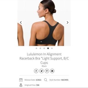 Lululemon Black In Alignment Racerback Bra - 6